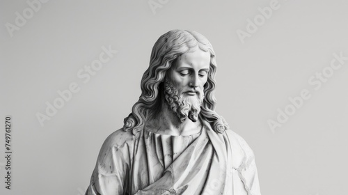 Statue of Jesus Christ. Black and white photography