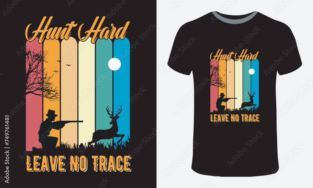 Fototapeta premium Hunting T-shirt design vector art design set, Vintage hunting t-shirts illustration bundle