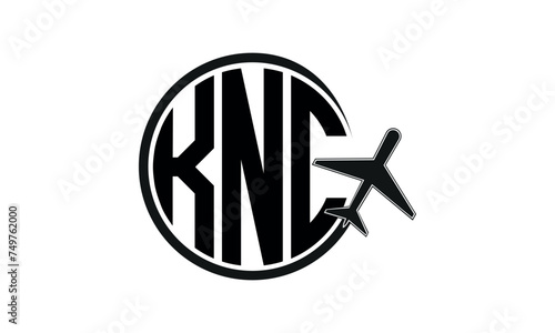 KNC three initial letter circle tour & travel agency logo design vector template. hajj Umrah agency, abstract, wordmark, business, monogram, minimalist, brand, company, flat, tourism agency, tourist