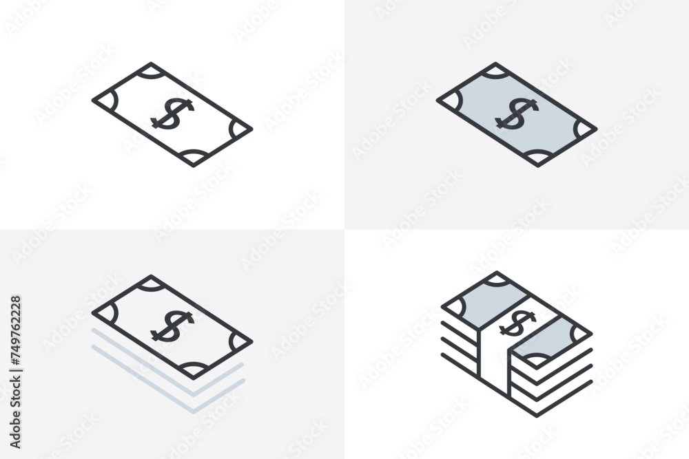 Money Cash icon bundle, Set of Cash Dollar sign currency vector illustration Money Cash icon bundle, Set of Cash Dollar sign currency vector illustration