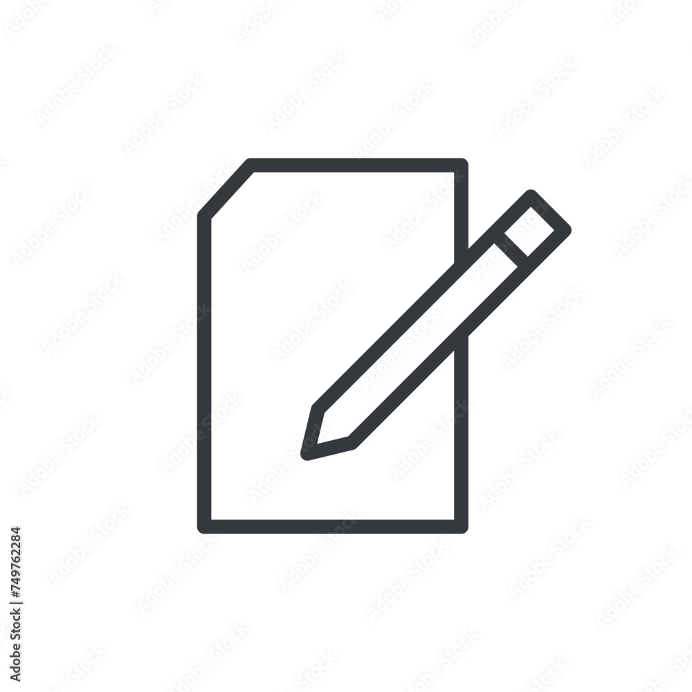 Notepad Symbol with Flat Icon Of Paper And Pen. Document, Notebook, Writing Pen Icon Vector Illustration Notepad Symbol with Flat Icon Of Paper And Pen. Document, Notebook, Writing Pen Icon Vector Illustration