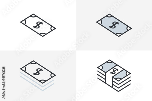 Money Cash icon bundle, Set of Cash Dollar sign currency vector illustration