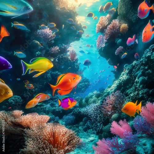 aquatic underwater colorful tropical fish © Aurel