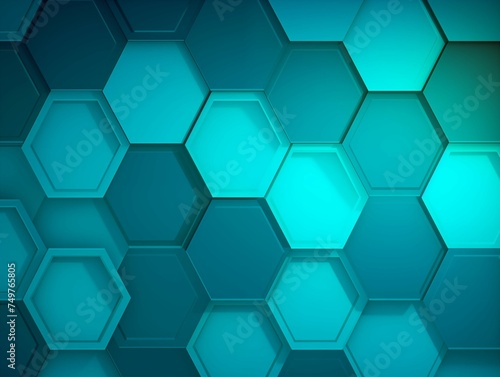 Turquoise Abstract Hexagonal Background. Generative AI