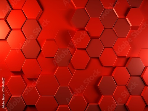 Red Coral Abstract Hexagonal Background. Generative AI
