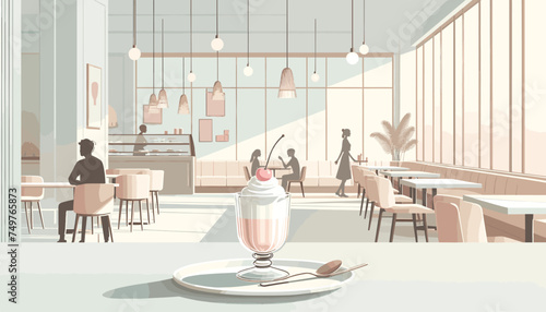 The concept of the image of a fashionable Japanese café. Vector illustration.
