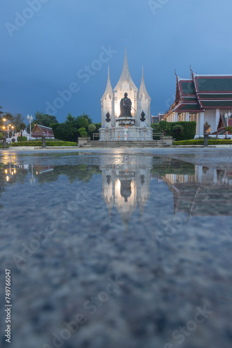 The Royal Pavilion Mahajetsadabadin in Bangkok, Thailand. beautiful reflection after the rain.