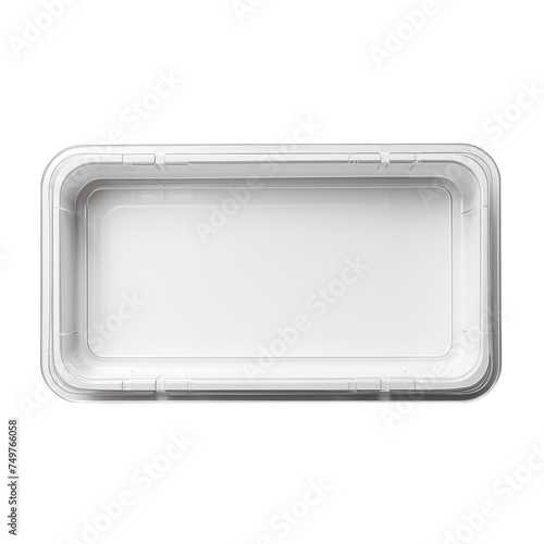 A blank plastic blister clamshell pack with a hinged lid isolated on transparent background, png
