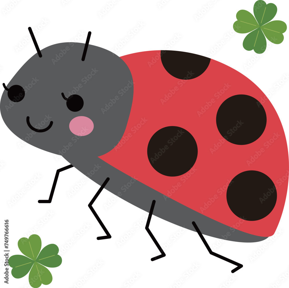 Fototapeta premium かわいいてんとう虫のベクターイラスト