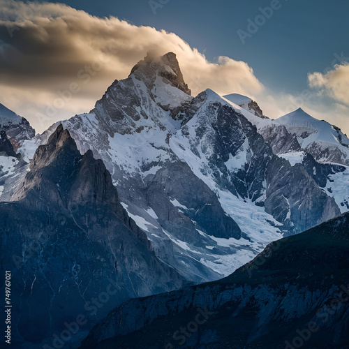 Free photo the breathtaking beauty of towering peaks with snow. AI generative image.