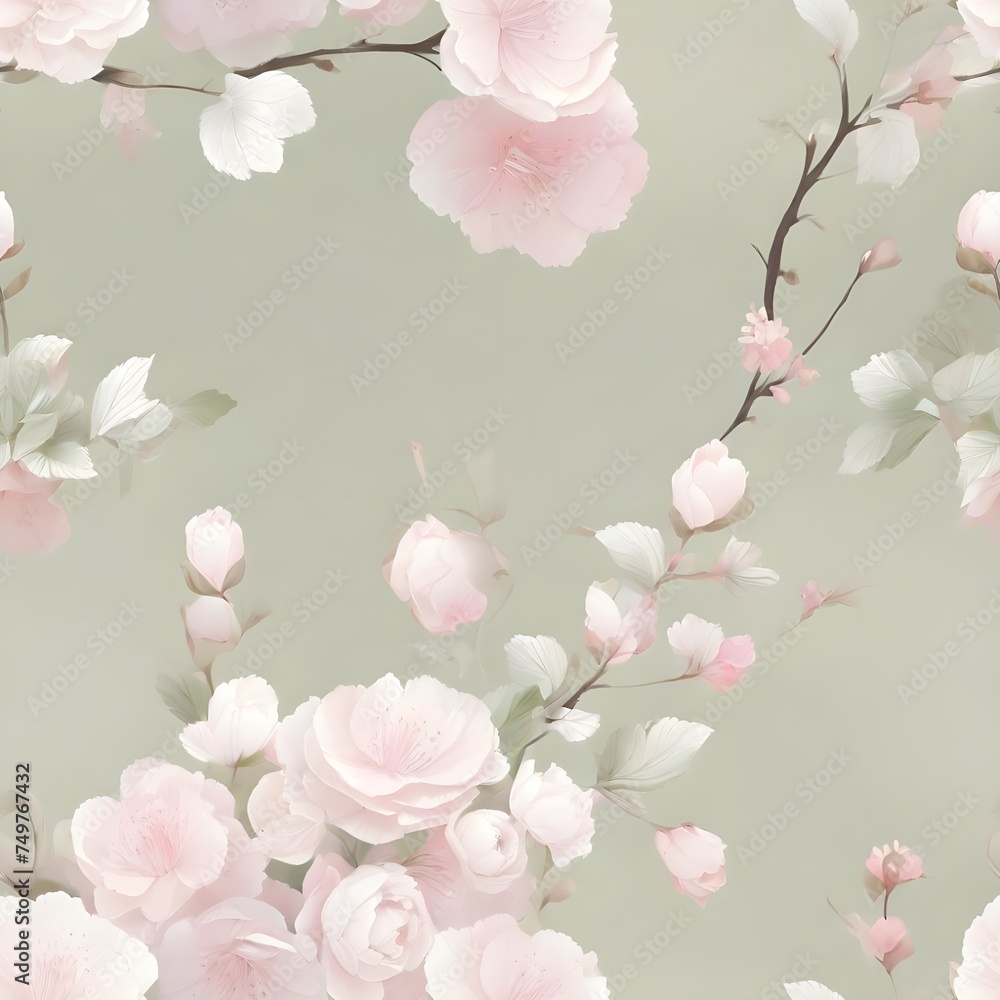 a Japanese cherry blossoms seamless pattern, generative ai a Japanese cherry blossoms seamless pattern, generative ai