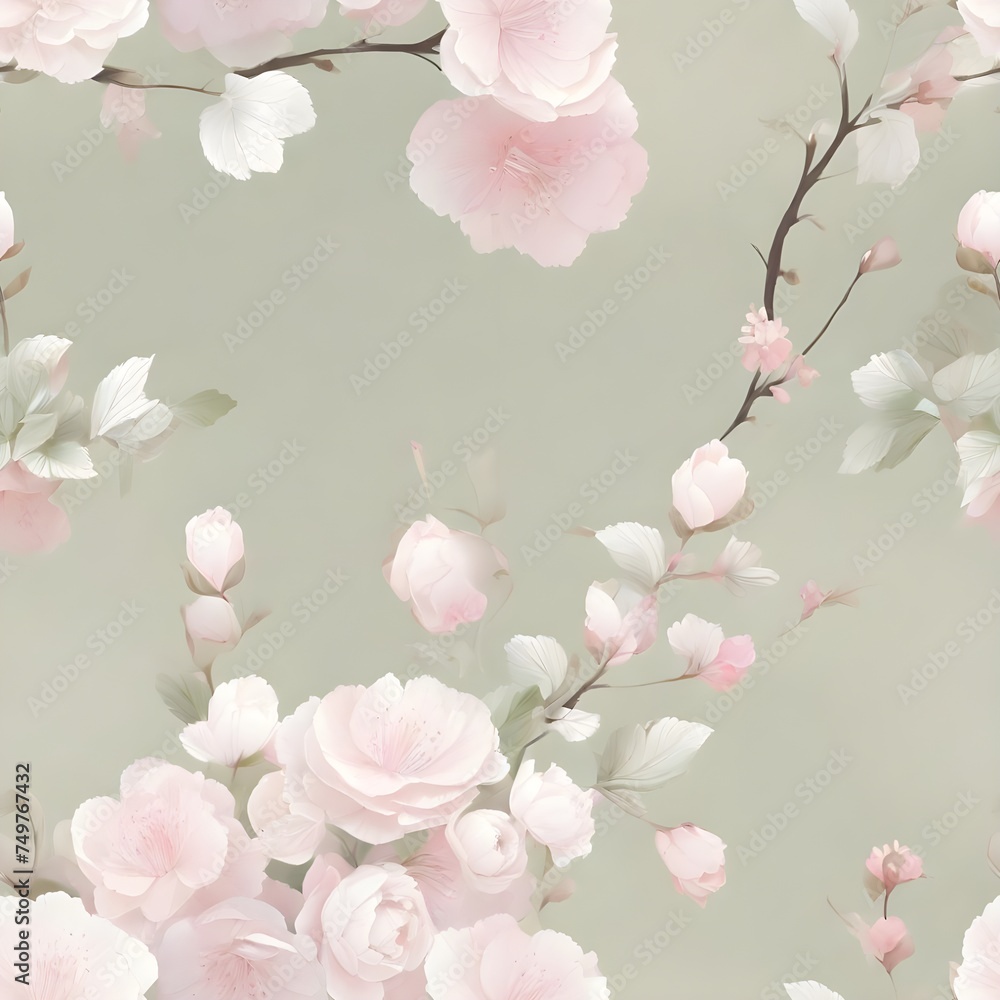 a Japanese cherry blossoms seamless pattern, generative ai