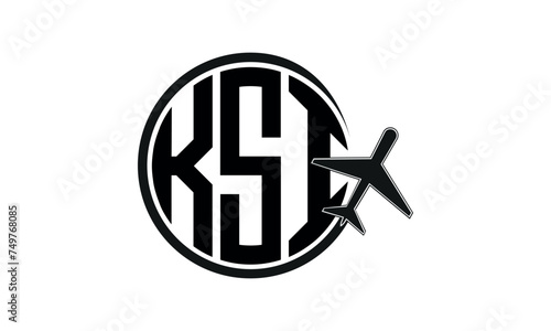 KSI three initial letter circle tour & travel agency logo design vector template. hajj Umrah agency, abstract, wordmark, business, monogram, minimalist, brand, company, flat, tourism agency, tourist photo