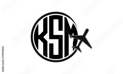 KSM three initial letter circle tour & travel agency logo design vector template. hajj Umrah agency, abstract, wordmark, business, monogram, minimalist, brand, company, flat, tourism agency, tourist