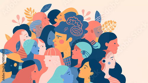 Group of people represent different thought ,mental health awareness concept.flat vector illustration.