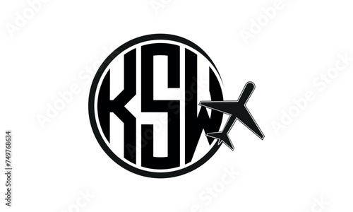 KSW three initial letter circle tour & travel agency logo design vector template. hajj Umrah agency, abstract, wordmark, business, monogram, minimalist, brand, company, flat, tourism agency, tourist photo