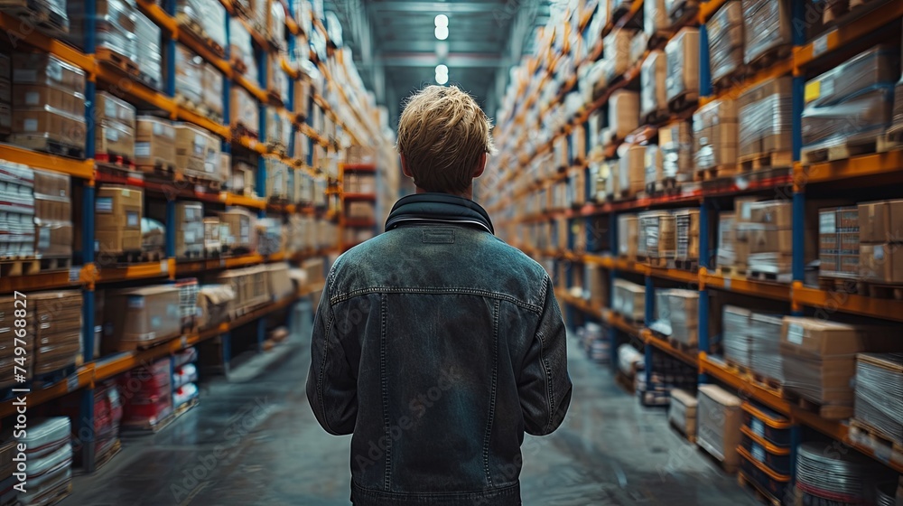 Male Worker Checking Warehouse Inventory with Tablet Male Worker Checking Warehouse Inventory with Tablet