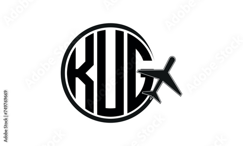 KUG three initial letter circle tour & travel agency logo design vector template. hajj Umrah agency, abstract, wordmark, business, monogram, minimalist, brand, company, flat, tourism agency, tourist