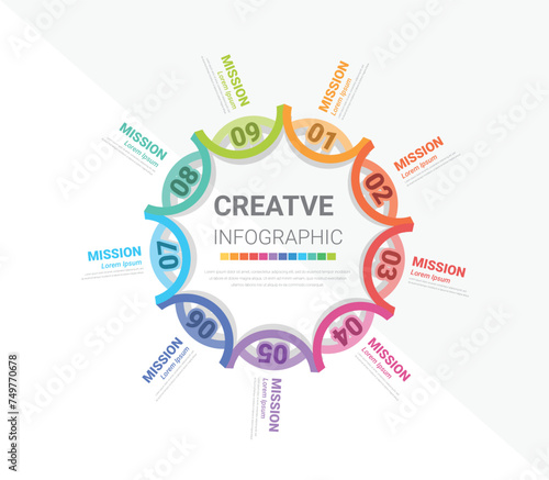 Vector Infographic design with 9 options or steps. Infographics for business concept. Can be used for presentations banner, workflow layout, process diagram, flow chart, info graph.