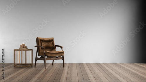 a chair and a table on a wooden floor