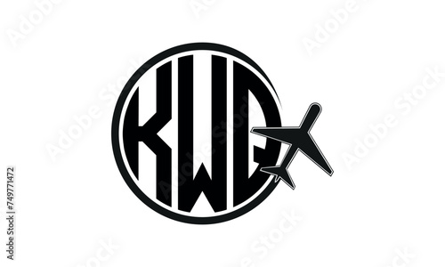 KWQ three initial letter circle tour & travel agency logo design vector template. hajj Umrah agency, abstract, wordmark, business, monogram, minimalist, brand, company, flat, tourism agency, tourist