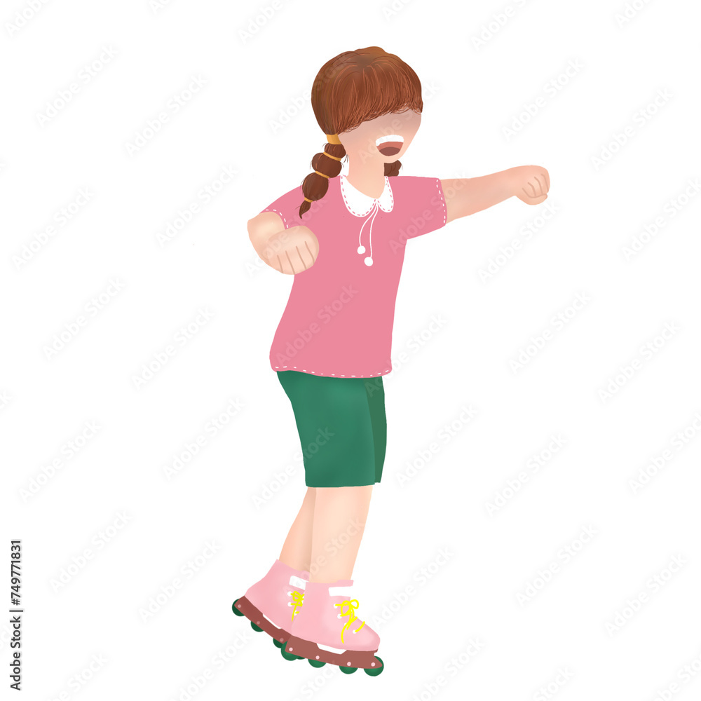 Litle girl playing skates Litle girl playing skates