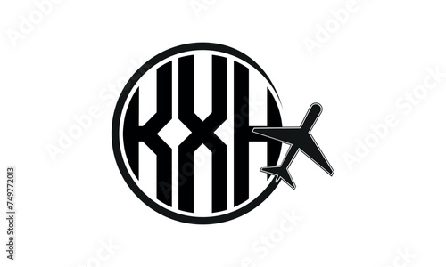 KXH three initial letter circle tour & travel agency logo design vector template. hajj Umrah agency, abstract, wordmark, business, monogram, minimalist, brand, company, flat, tourism agency, tourist
