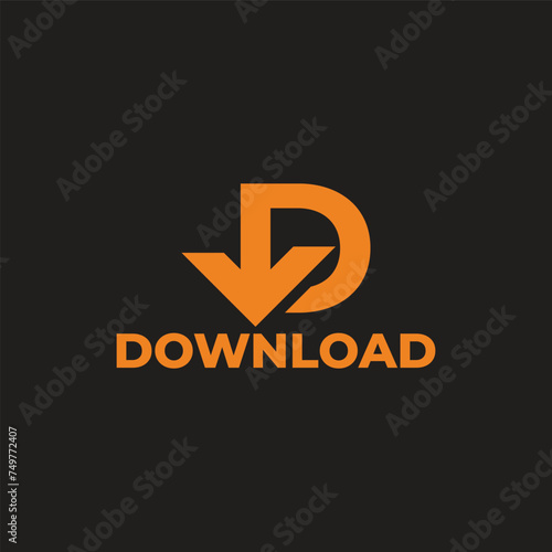 letter d down arrow download symbol icon vector