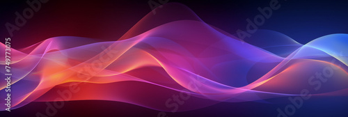 Abstract technology art Futuristic background energy wave shape lines. Place for text graphics concept design. Template poster invitation flyer banner email header. Horizontal. Generative Ai content