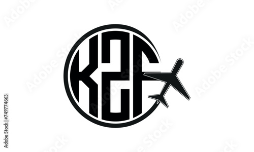 KZF three initial letter circle tour & travel agency logo design vector template. hajj Umrah agency, abstract, wordmark, business, monogram, minimalist, brand, company, flat, tourism agency, tourist