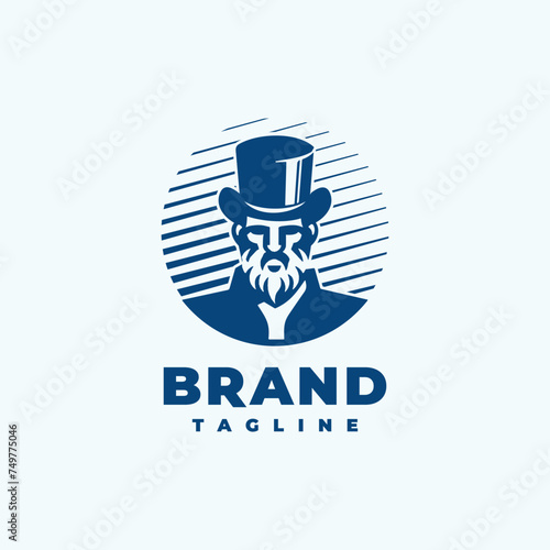 Old man in a hat logo design template