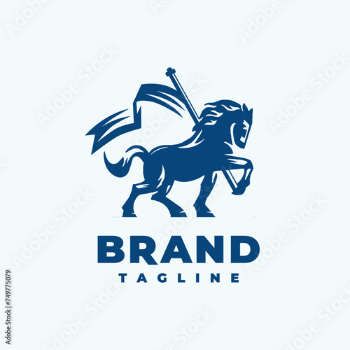horse with flag logo design template Illustration
