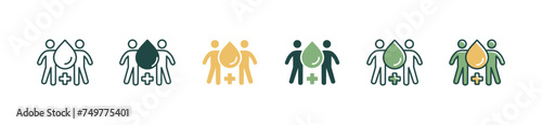 people help blood donation icon set medical dripped blood transfusion donor vector illustration
