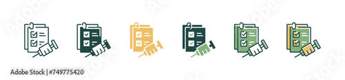 checklist virus syringe vaccine medical check-up icon set health care injection treatment document vector illustration
