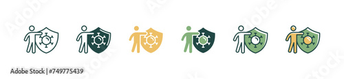people holding shield virus protection icon set vaccination medicine health care virus immunity vector illustration for web and app