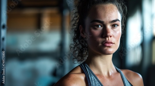 close-up portrait of a sportswoman on a blurry background. © KKC Studio