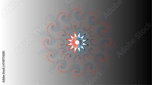 The vector dotted spiral vortex graphic is a visually interesting and complex image. use of color, movement, and text, all contribute to its overall effect.