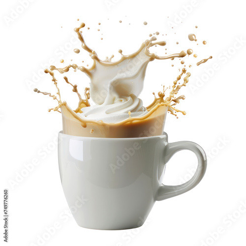 Coffee spilling out of a take away cup object isolated png.
