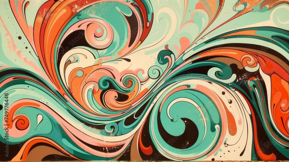 vibrant psychedelic swirl art background - obrazy, fototapety, plakaty 