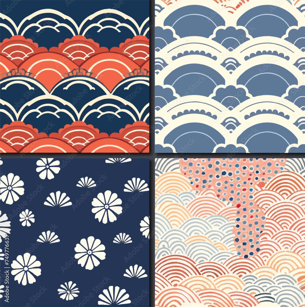Japanese seamless pattern illustration Japanese seamless pattern illustration