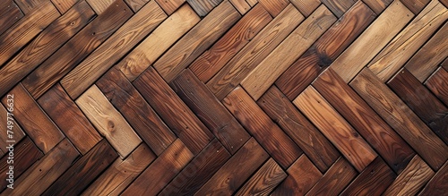 This detailed close-up showcases a seamless wood flooring pattern. The hardwood floor texture is prominently displayed, revealing intricate grains and natural color variations. photo