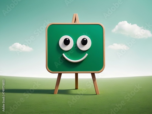 cute green blackboard on nature background  photo