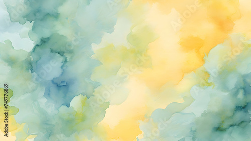 Abstract watercolor background with pastel yellow blue green color, soft color background.