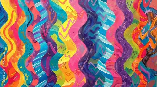 colorful abstract zigzag painting background