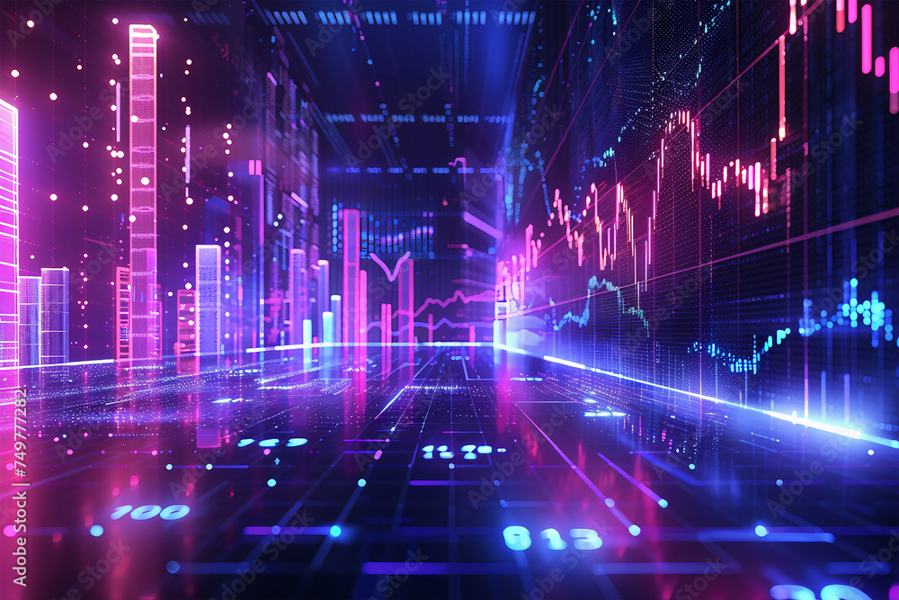 Stock growth graph in digital display Stock growth graph in digital display