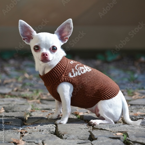 little chihuahua dog brown sweater