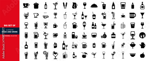 food icons set, Drink icons set, Food and Drink icons set, Burger, pizza, apple, fish, soft drink set if icons.
