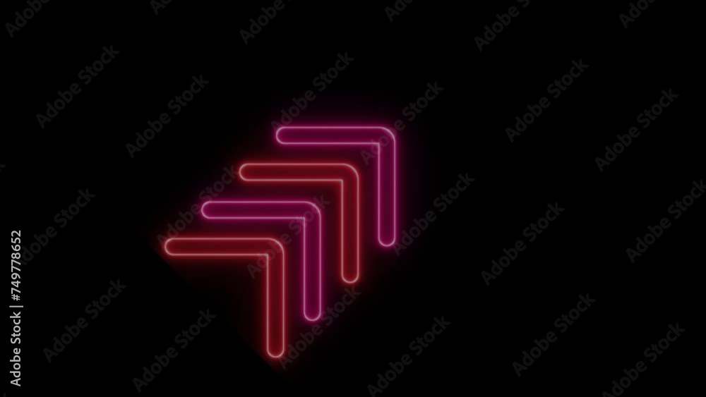 Multi-color Neon arrow sign going right up 45 degrees 4k looping animation Multi-color Neon arrow sign going right up 45 degrees 4k looping animation