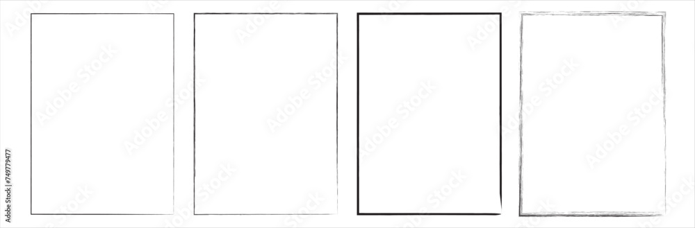 Grunge  rectangle frames. Ink empty black boxes set. Rectangle borders collections. Rubber square stamp imprint. Vector illustration isolated on white background. - obrazy, fototapety, plakaty 