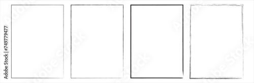 Grunge  rectangle frames. Ink empty black boxes set. Rectangle borders collections. Rubber square stamp imprint. Vector illustration isolated on white background. photo